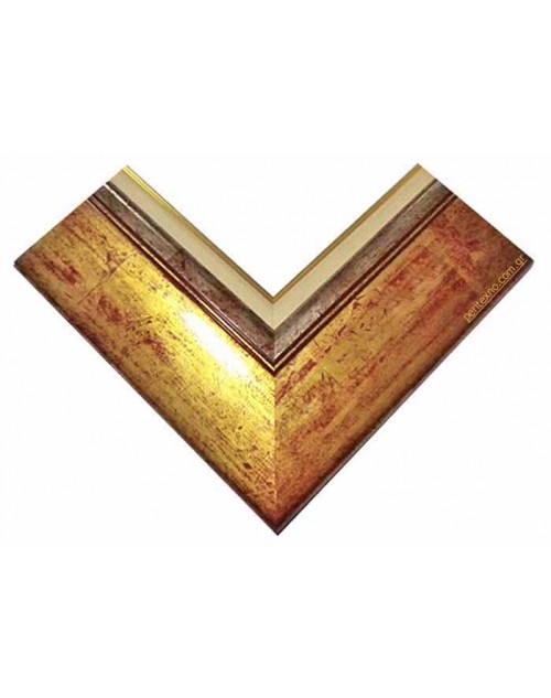 Κορνίζα ξύλινη 7,5 εκ. χρυσό ασημί πατούρα εκρού 1006-Κ